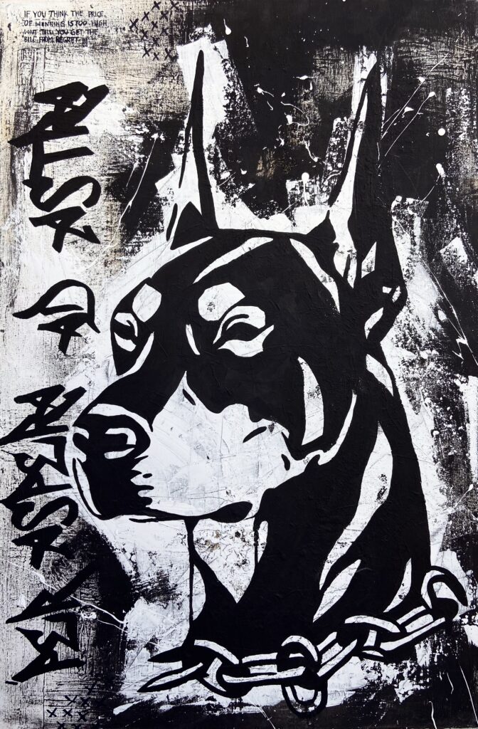 Schwarz weiß Gemälde, Dobermann