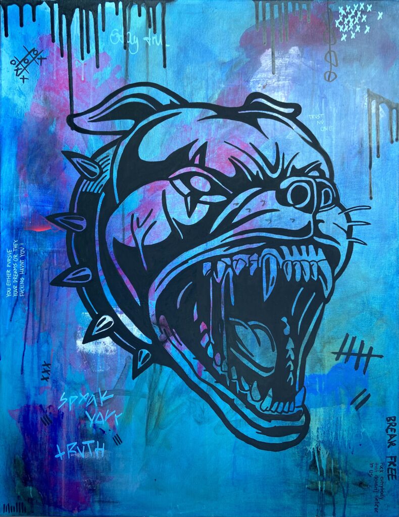 Hund, Drips, Graffiti, Typo, Blau, Pink