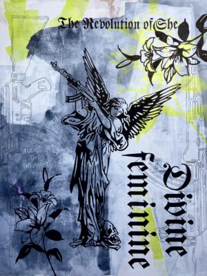 Blumen, Engel, neon grün, schwarz weiß